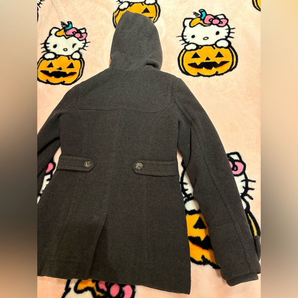 Aeropostale Charcoal Gray Wool Blend Toggle Coat with Hood - Picture 13 of 13